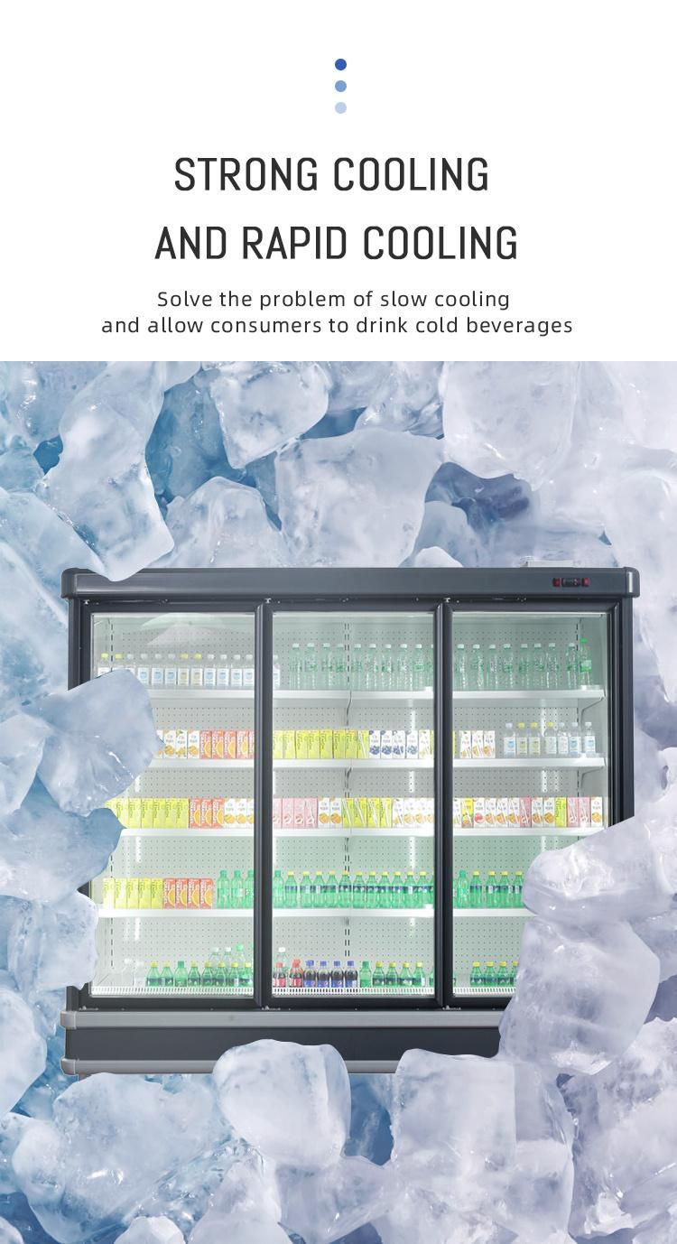 Vertical Multideck Glass Door Commercial Freezer Refrigerator Showcase