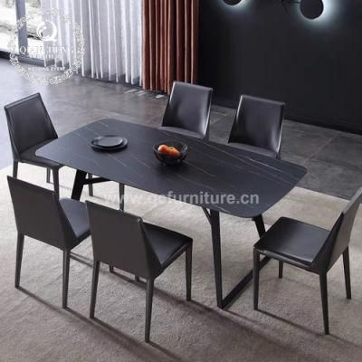 Home Furniture Black Carbon Steel Dining Room Table