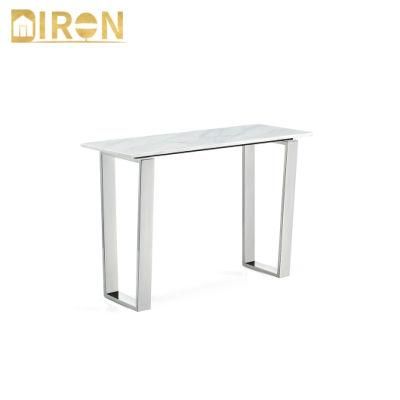 201 Grade High Polished Mirror Console Table Console Table Set Long Glass Top Entrance Table