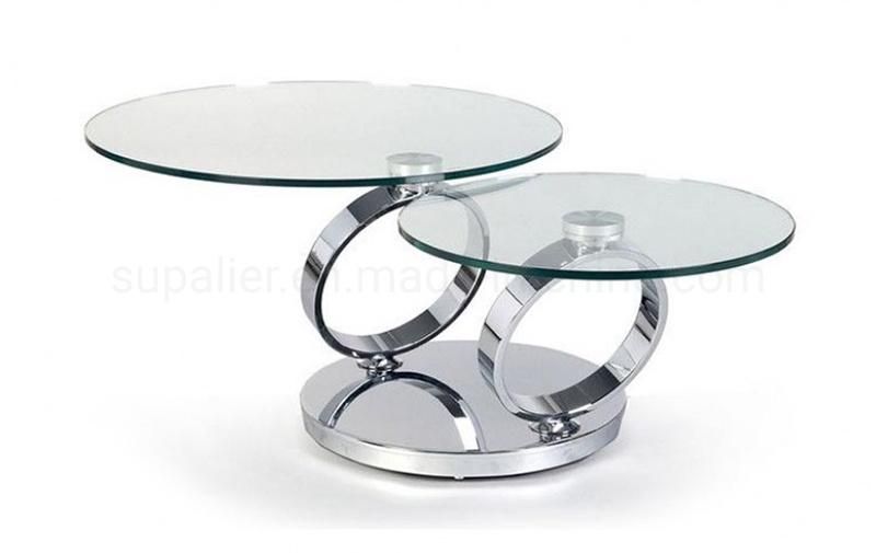 Hotel Modern Silver Tempering Glass Top Coffee Table