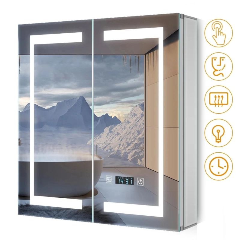 Wall Mounted Mirror LED Mirror Cabinet for Home Hotel Home Decoration with Dimmer & Bluetooth