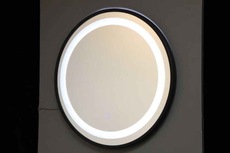 Round Metal Frame LED Lighted Bathroom Mirror