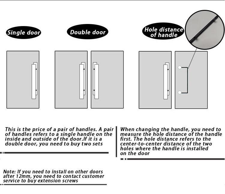 304 Stainless Steel Bathroom Shower Interior Glass Door Pull Handle