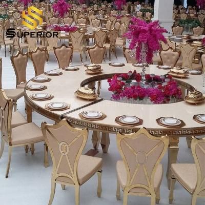 New Design Hotel Gold Color Half Moon Shaped Wedding Table