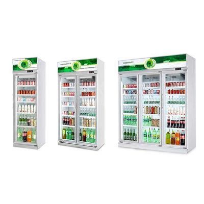 Ce Certification Upright Double Glass Door Drinks Beverage Display Showcase Cooler