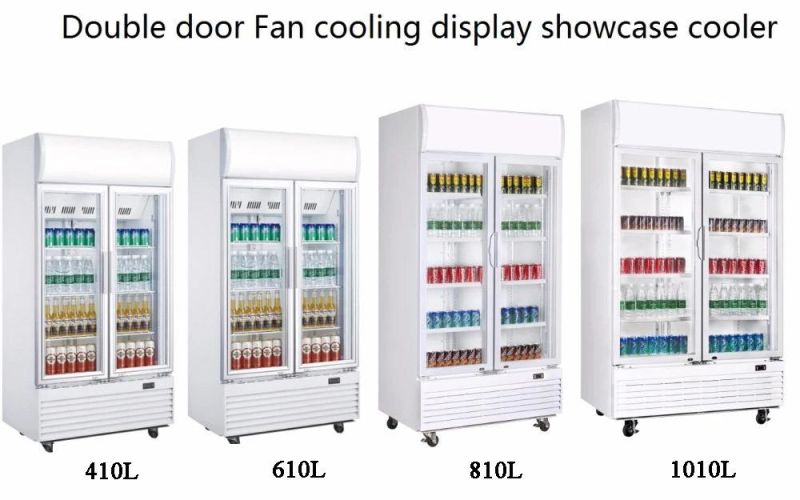 Glass Door Commercial Upright Showcase Beverage Refrigerator for Supermarket Mall