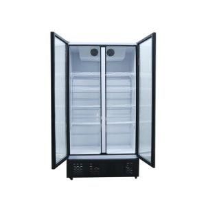 Large Double Glass Door Commercial Supermarket Refrigerated Showcase