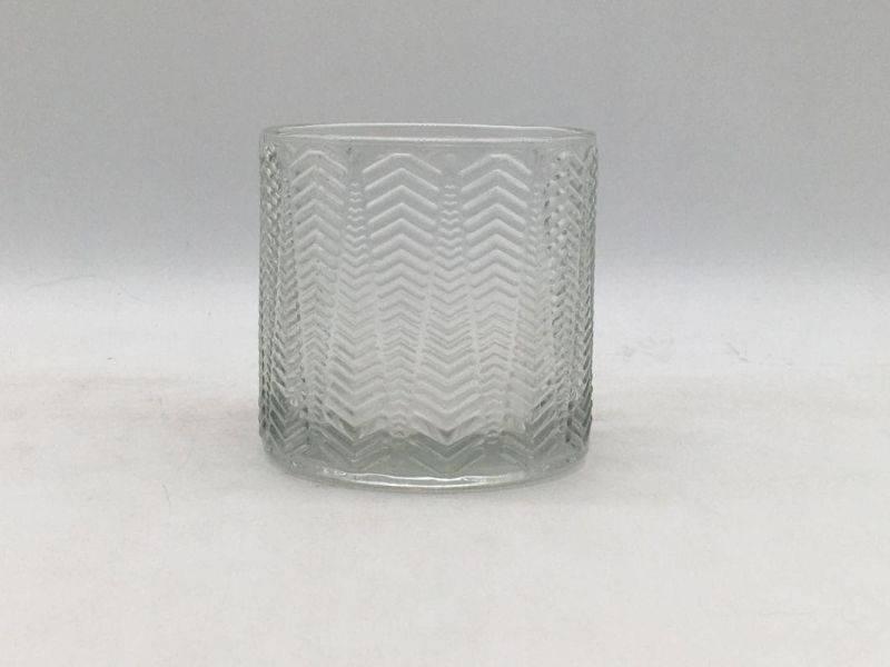 Clear Glass Candle Holder with Customized Frosted or Shiny Spray Color