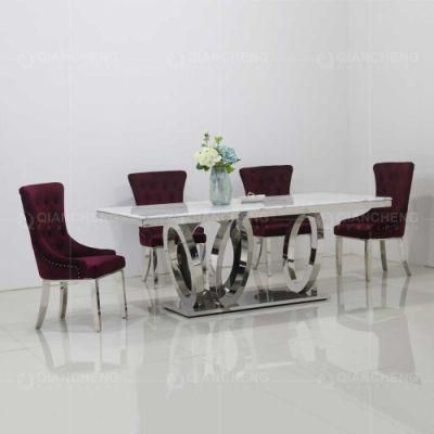 Marble Stainless Steel Base Modern Dining Table for Home