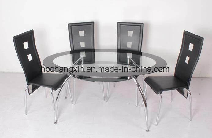 Oval Tempered Glass Top Round Dining Table