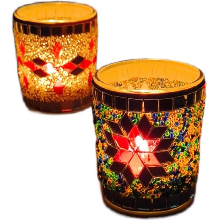 Luxury Mosaic Empty Candle Jar Glass Candle Holders for Home Decoration