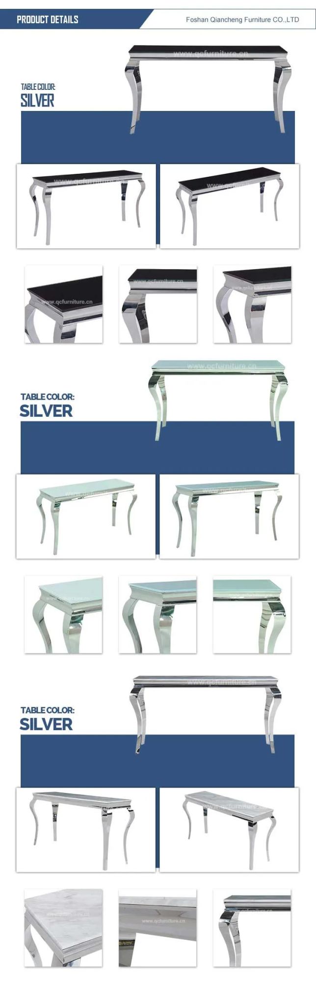 Stainless Steel Console Table with Artificial Marble