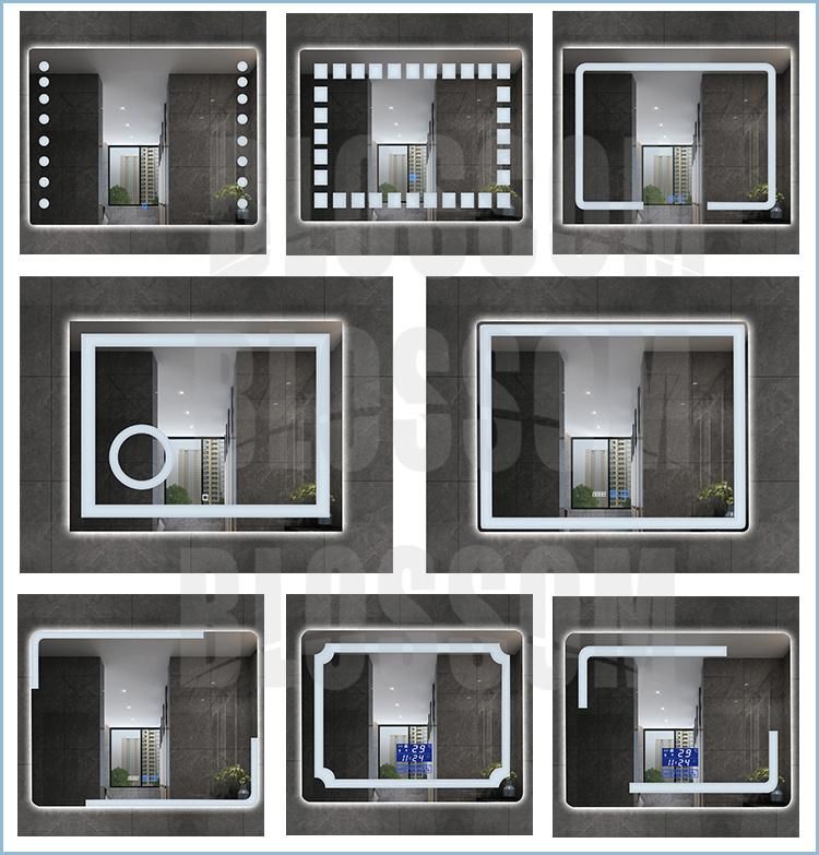 Factory Price Bathroom Illuminated LED Backlit Smart Black Framed Mirror