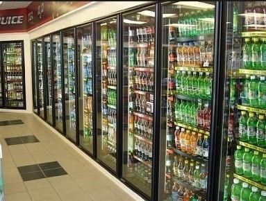 High Level Quality with 10 Doors Supermarket Glass Display Refrigerator, Beverage Upright Display Cooler, Cold Drink Showcase