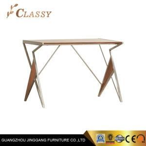 MDF Veneer Writing Desk and Console Table in Stainless Steel Legs