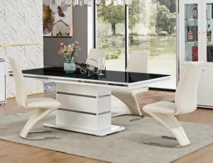 MDF Stainless Steel Dining Room Glass Dining Table Set and Chair Tempered Glass Desk Modern Home Furniture