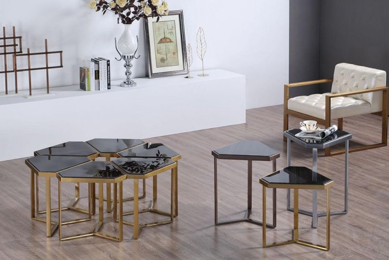 Simple Modern Creative Living Room Iron Art Black and White Tea Table