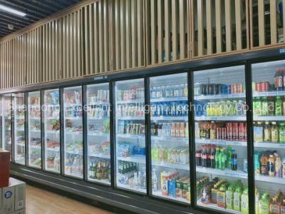Freezer/Refrigerator Supermarket Upright Glass Refrigerator Display Cooler Display Case Commercial Refrigerated Showcase