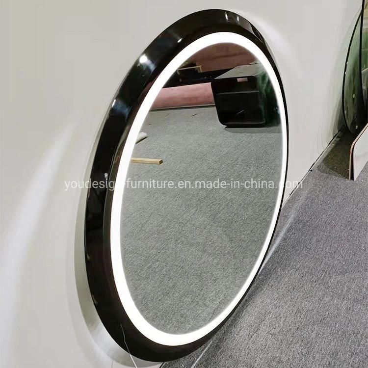 Modern Silver Frame Round Mirrors LED Bathroom Makeup Hollywood Wall Glass Mirror Decor Furniture