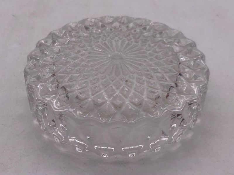 Elegant Clear Glass Candle Holder with Pattern and Glass Lid