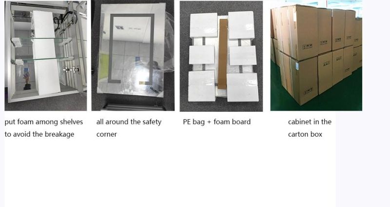 Toilet Bathroom Accessories LED Mirror Cabinet Sanitary Ware MDF PVC Aluminum Profile Bathroom Cabinet