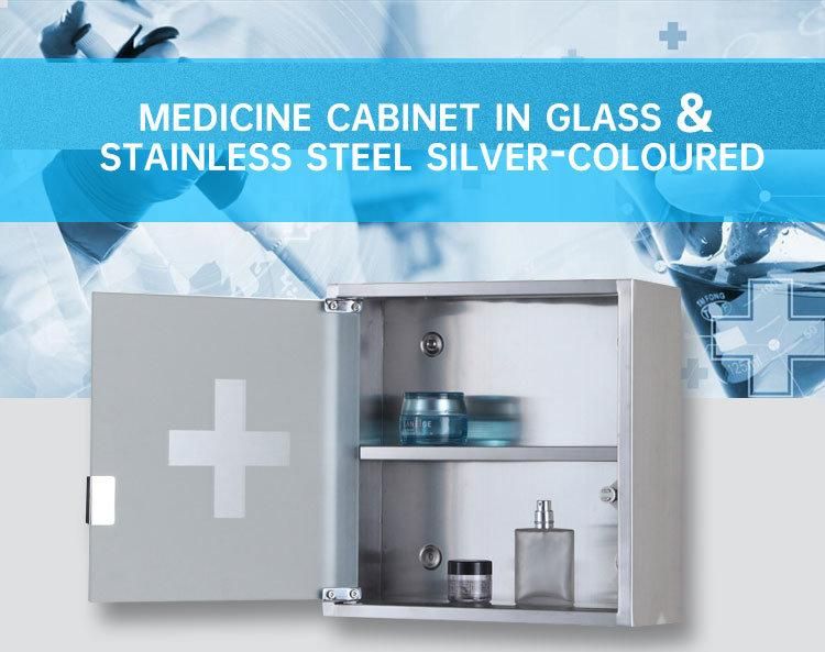 Medicine Cabinet in Glass & Stainless Steel Silver-Coloured