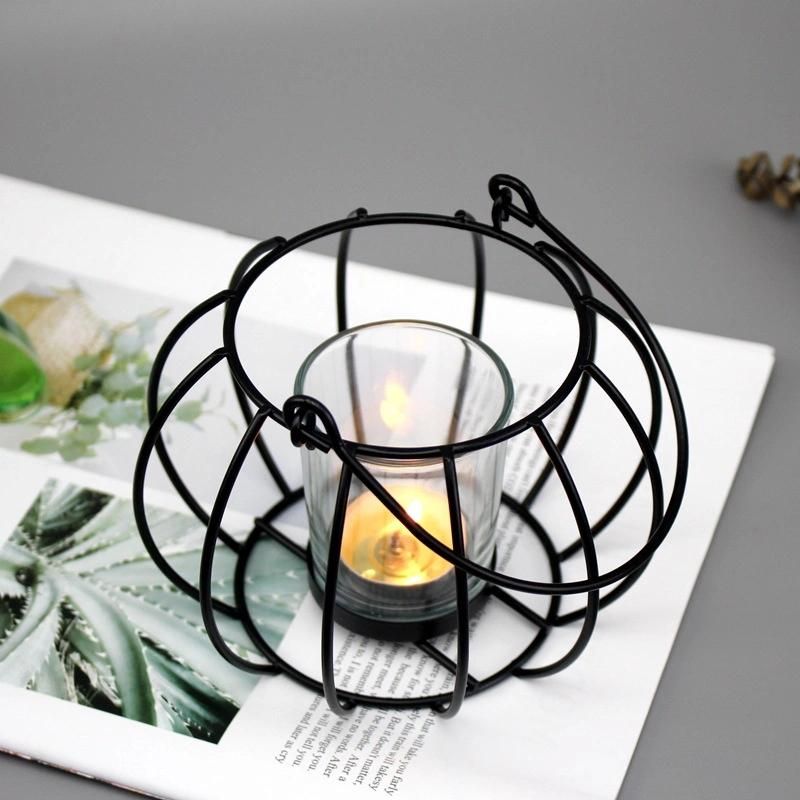 Market Street Medium Gold Metal & Glass Lantern Candle Holder