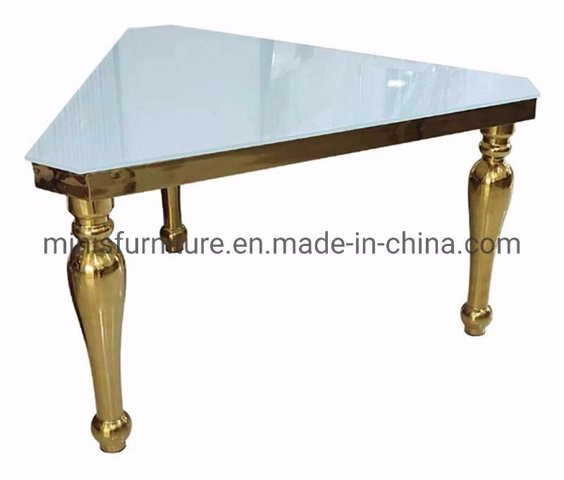 (MN-DT06) Hotel/Restaurant Wedding Banquet Glass Metal Dining Tables