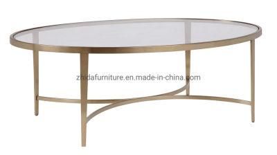 Oval Shape Luxury New Italy Design Living Room Glass Coffee Table