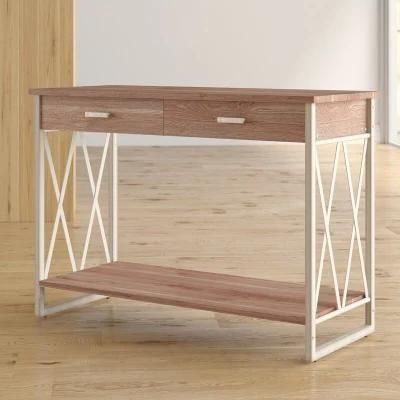 Hotel Furniture Natural/White 42&quot; Solid Wood Side Table Console Table Desk with 2 Drawer