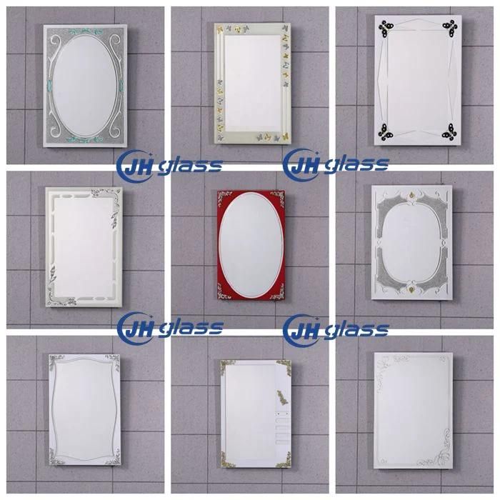 35X50cm 3.5mm 4mm Thickness Wall Mounted Bevel Polish Edge Colorful Frameless Decorative Bathroom Mirror