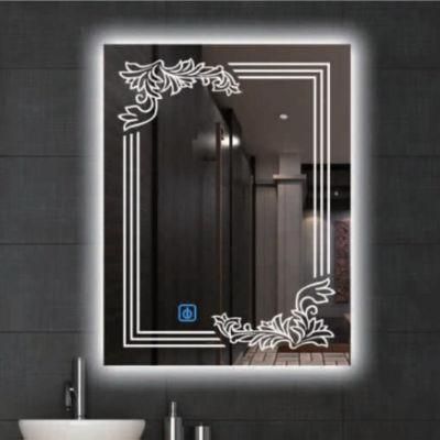 Silver Modern High Quality &#160; Wall Mounted Glass Mirror Lighted LED Bathroom Illuminated Home Mirror