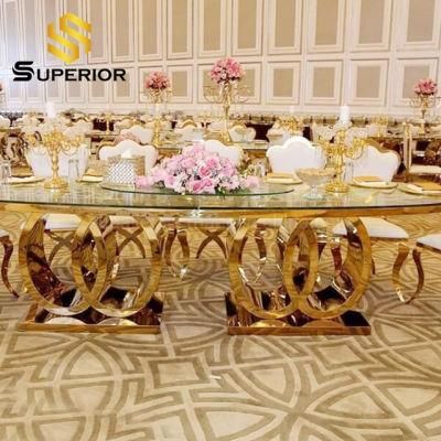 Luxury Hotel Banquet Round Glass Dining Table Wedding Event Furniture