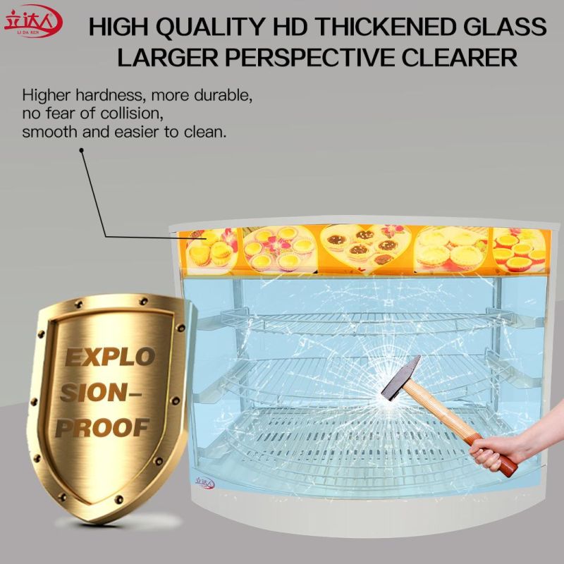 Curved Food Warming Showcase Commercial Restaurant Equipment Glass Food Warmer Display Showcase