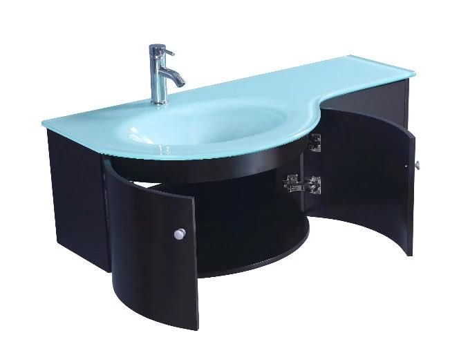 PVC Bathroom Corner Vanity with Glass Sink Top