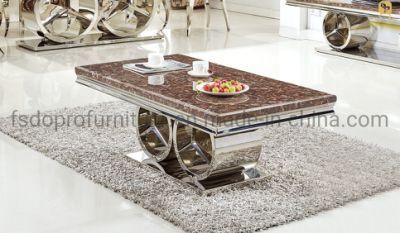 Aritificial Marble Top Rectangular Coffee Table with Metal Frame-C22