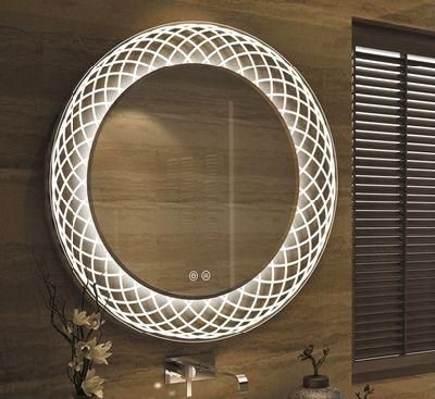 Round Shape Decorative Bathroom Illuminated Anti-Fog LED Mirror with Touch Sensor