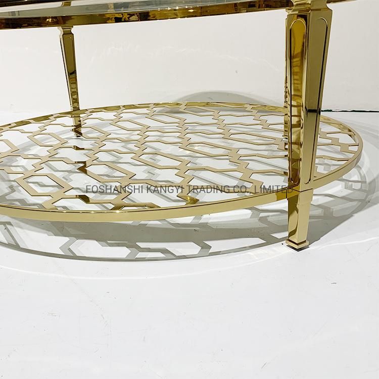 Living Room Gold Stainless Steel Frame Glass Coffee Table Modern Furniture Outdoor Garden Coffee Tables Hotel Furniture