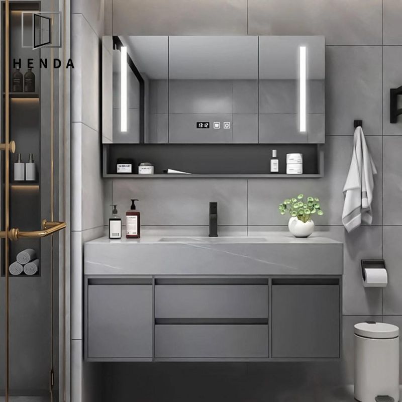 Stock Size 80cm/100cm/120cm Stainless Steel Cabinet LED Mirror Bathroom Wall Cabinet