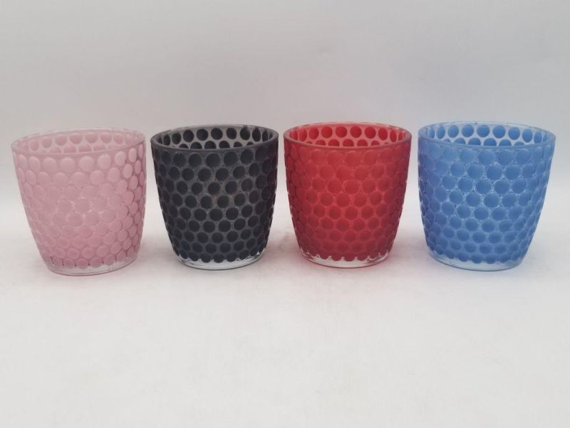 Glass Candle Holder with Various Pattern and Customized Color