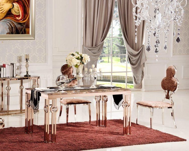Hotel Luxury Rose Gold Leg Wedding Decoration Marble Dinner Table