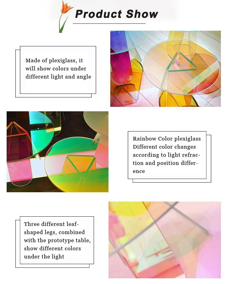 Modern Clear Acrylic Coffee Table Home Furniture Living Room Colorful Round Rainbow Side Table