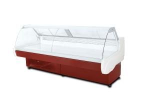 Curved Glass with Piston Service Showcase for Supermarket Bss_2090y