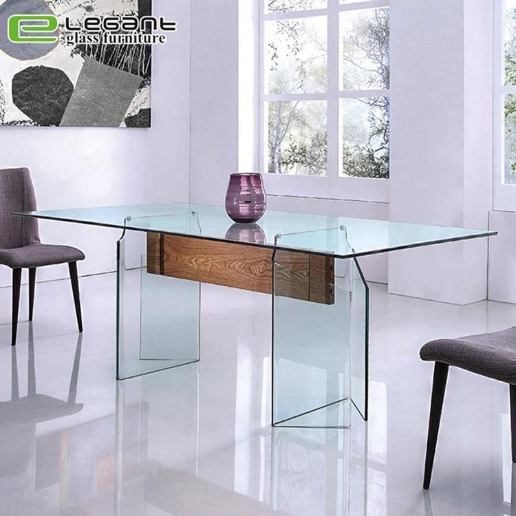 Tempered Glass Dining Table with MDF Top