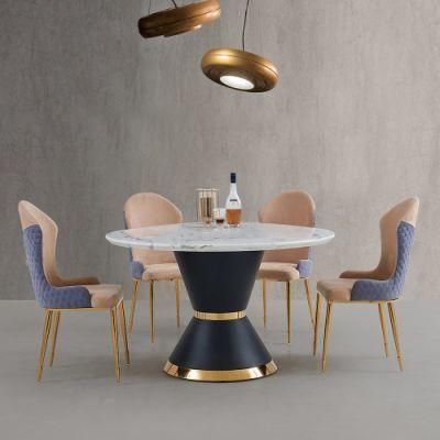 Modern Marble Top Round Dining Table Set for 6seater