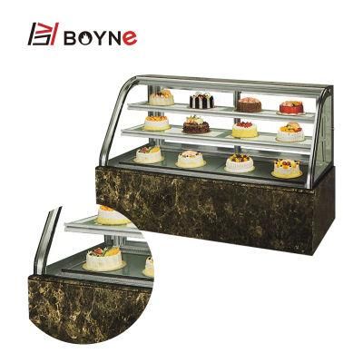 Coffee Cafe Double Curved Three Deck Cake Display Showcase Delicate Cabinet