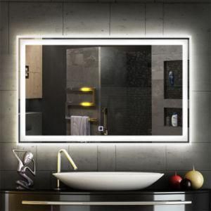 Digital Clock Illuminated Bathroom Wall Mirror Smart LED Lighted Mirror for Makeup Cosmetic