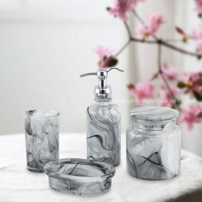 Luxury 4 Pieces Bathroom Accessories Glass Bathroom Set