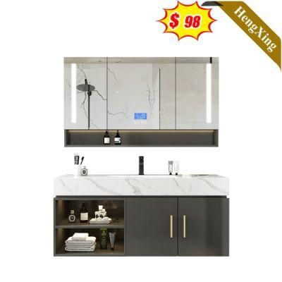 Wall Mounted Bathroom Vanity Cabinet Modern Luxury with LED Light Glass Mirror