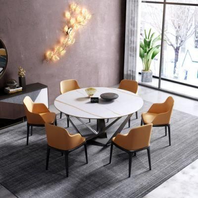 Dining Restaurant Marble Sintered Stone Glass Table Set Modern Furniture Dining Chair